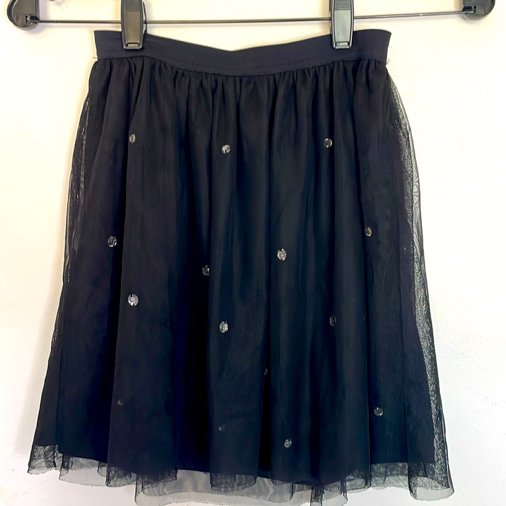Girls Circo Black Tulle Tutu Layered Skirt Clear Rhinestones Size Medium 7/8